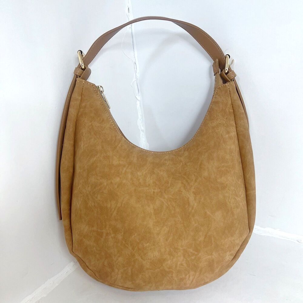 NWOT 4th and Reckless Una Faux Suede Crescent Bag in Brown Purse Handbag - Picture 3 of 11